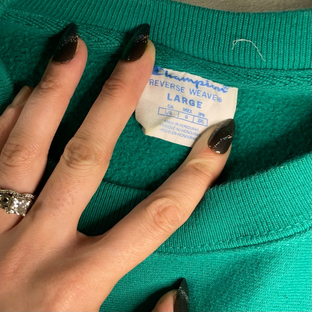 Champion Reverse Weave Teal Sweatshirt Size Large for Women - Picture 5 of 11